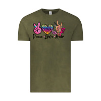 Vintage Olive peace love hair Vintage Tee - BarkalooDesign
