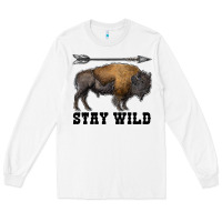 White stay wild bison Long Sleeve Tee - RanaPortraitStore