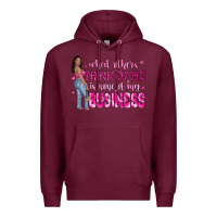 Burgundy what other think of me is none of my business Premium Hoodie - NancyCooperArtShop