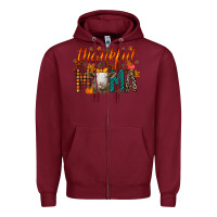Burgundy thankful mama sheep Zipper Hoodie - RacoonDesign