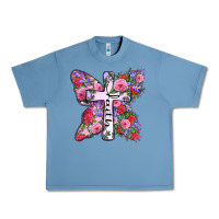 Pebble Blue faith butterfly cross Urban Heavy Tee - Zillion Design Studio