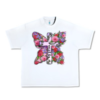 White faith butterfly cross Urban Heavy Tee - Zillion Design Studio