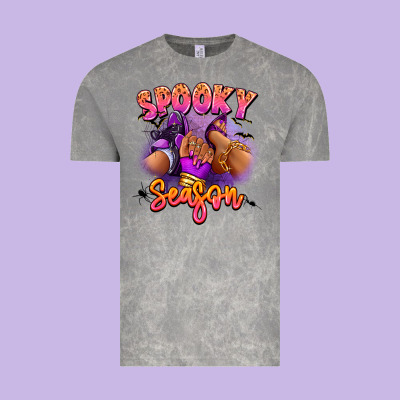 Vintage Tee Spooky season sneaker and heel afro woman