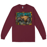 Burgundy stay wild aztec bison Long Sleeve Tee - RanaPortraitStore