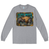 Heather Grey stay wild aztec bison Long Sleeve Tee - RanaPortraitStore