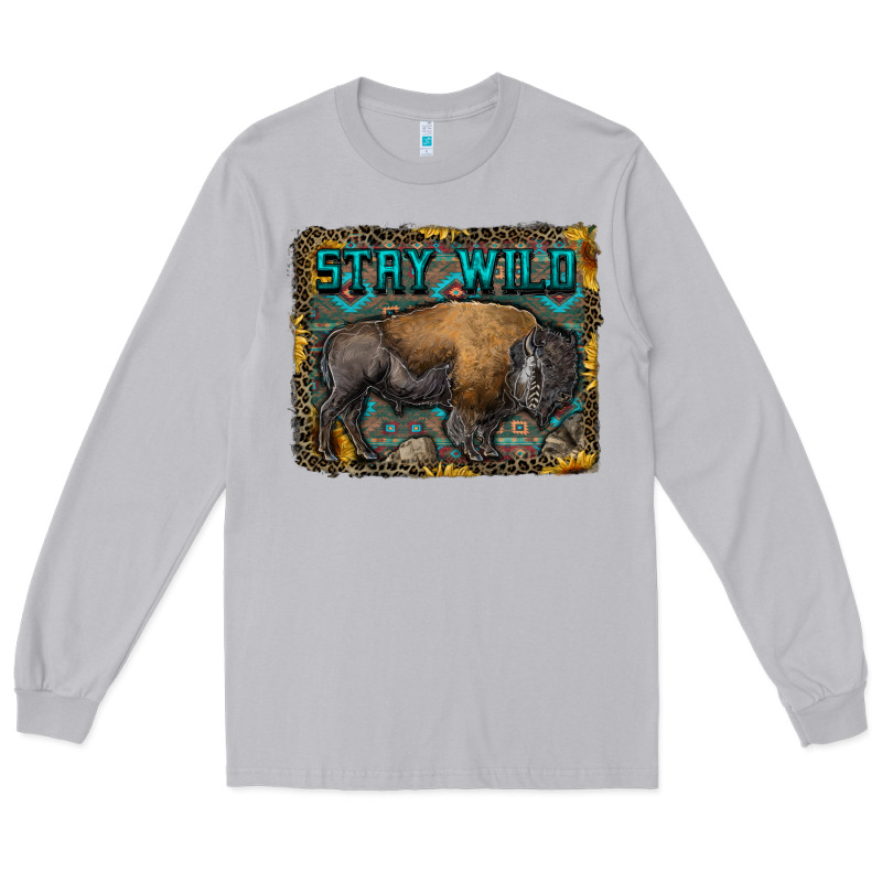 Stay Wild Aztec Bison Long Sleeve Tee by RanaPortraitStore | Teevron