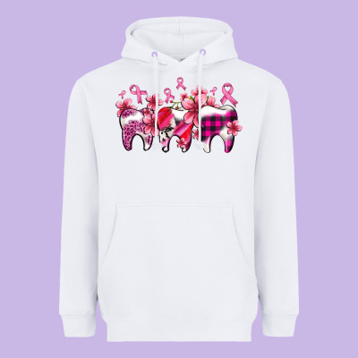 Cancer Ribbon With Teeth Heavyweight Hoodie Designed By Adodesignshop