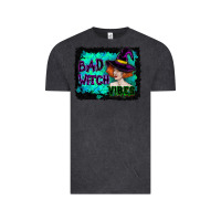 Vintage Black Halloween Bad Witch Vibes Watercolor Vintage Tee - RanaPortraitStore