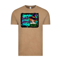 Vintage Coffee Halloween Bad Witch Vibes Watercolor Vintage Tee - RanaPortraitStore