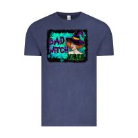 Vintage Denim Halloween Bad Witch Vibes Watercolor Vintage Tee - RanaPortraitStore
