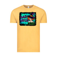 Vintage Mustard Halloween Bad Witch Vibes Watercolor Vintage Tee - RanaPortraitStore