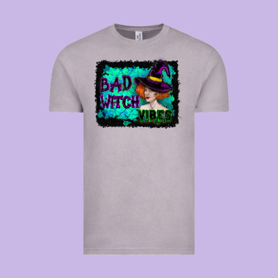 Vintage Tee Halloween Bad Witch Vibes Watercolor