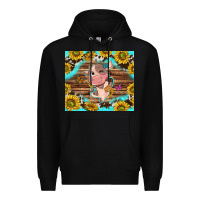 Black western cute cow with sunflower Premium Hoodie - NancyCooperArtShop