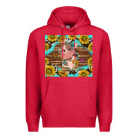 Cardinal western cute cow with sunflower Premium Hoodie - NancyCooperArtShop