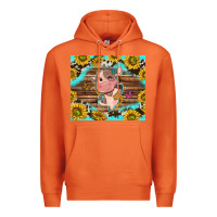 Carrot western cute cow with sunflower Premium Hoodie - NancyCooperArtShop