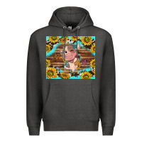 Western Cute Cow With Sunflower Premium Hoodie | Teevron