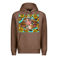 Chestnut western cute cow with sunflower Premium Hoodie - NancyCooperArtShop