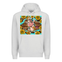 Dove Grey western cute cow with sunflower Premium Hoodie - NancyCooperArtShop