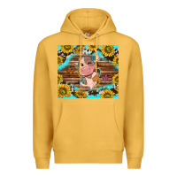 Mustard western cute cow with sunflower Premium Hoodie - NancyCooperArtShop