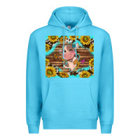 Ocean Blue western cute cow with sunflower Premium Hoodie - NancyCooperArtShop
