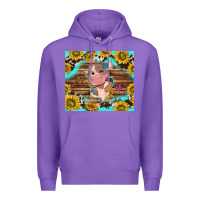 Purple western cute cow with sunflower Premium Hoodie - NancyCooperArtShop