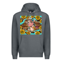Rock western cute cow with sunflower Premium Hoodie - NancyCooperArtShop