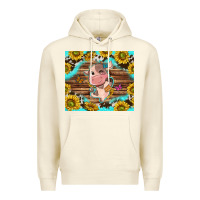Sandshell western cute cow with sunflower Premium Hoodie - NancyCooperArtShop