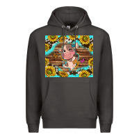 Smoke western cute cow with sunflower Premium Hoodie - NancyCooperArtShop
