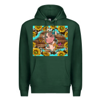 Sports Green western cute cow with sunflower Premium Hoodie - NancyCooperArtShop