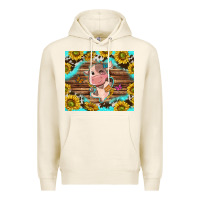 Tofu western cute cow with sunflower Premium Hoodie - NancyCooperArtShop
