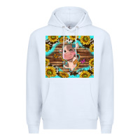 White western cute cow with sunflower Premium Hoodie - NancyCooperArtShop