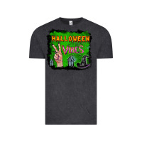 Vintage Black Watercolor Halloween Vibes Vintage Tee - RanaPortraitStore