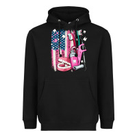 Black American flag and dental elements with teeth Heavyweight Hoodie - AdoDesignShop