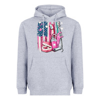 Heather Grey American flag and dental elements with teeth Heavyweight Hoodie - AdoDesignShop