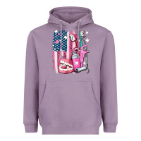 Lavender American flag and dental elements with teeth Heavyweight Hoodie - AdoDesignShop