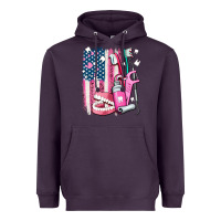 Plum American flag and dental elements with teeth Heavyweight Hoodie - AdoDesignShop