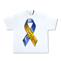 White down syndrome ribbon softball Urban Heavy Tee - texasbilliewilder