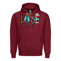 Burgundy love nurse Zipper Hoodie - CowhideDigitalArt