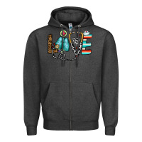 Charcoal Heather love nurse Zipper Hoodie - CowhideDigitalArt