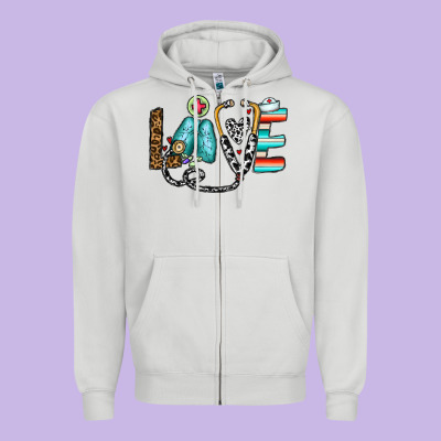 Love Nurse Zipper Hoodie Designed By Cowhidedigitalart