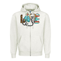 Oatmeal Heather love nurse Zipper Hoodie - CowhideDigitalArt