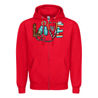 Red love nurse Zipper Hoodie - CowhideDigitalArt