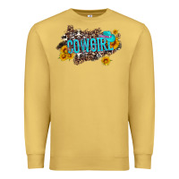 Antique Gold western cowgirl and sunflower with hat and cowhide leopard Premium Sweatshirt - Artiststas