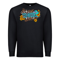 Black western cowgirl and sunflower with hat and cowhide leopard Premium Sweatshirt - Artiststas