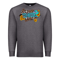 Charcoal Heather western cowgirl and sunflower with hat and cowhide leopard Premium Sweatshirt - Artiststas