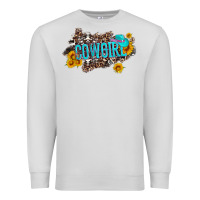 Dove Grey western cowgirl and sunflower with hat and cowhide leopard Premium Sweatshirt - Artiststas