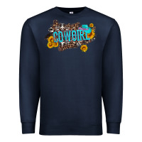 Navy western cowgirl and sunflower with hat and cowhide leopard Premium Sweatshirt - Artiststas