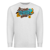 Oatmeal Heather western cowgirl and sunflower with hat and cowhide leopard Premium Sweatshirt - Artiststas