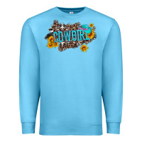 Ocean Blue western cowgirl and sunflower with hat and cowhide leopard Premium Sweatshirt - Artiststas