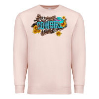 Pale Pink western cowgirl and sunflower with hat and cowhide leopard Premium Sweatshirt - Artiststas
